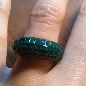 Simulated Green Diamond Sterling Silver Ring (Size 8)